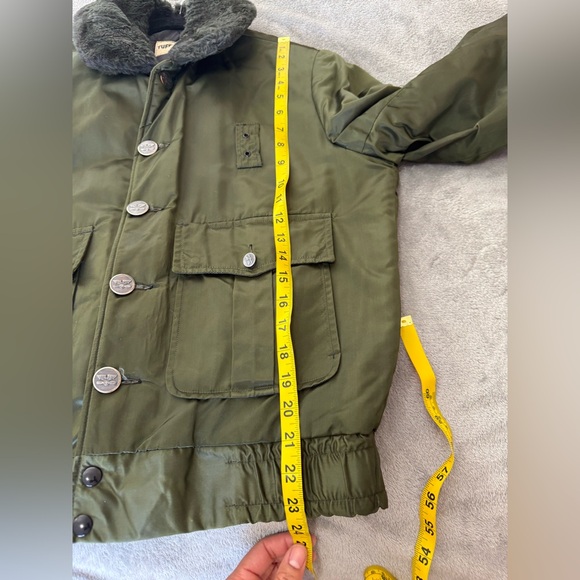 Vintage 1960s Tuffy Jac Olive Bomber Jacket Faux Fur Collar Talon Zipper Men L - Picture 7 of 15